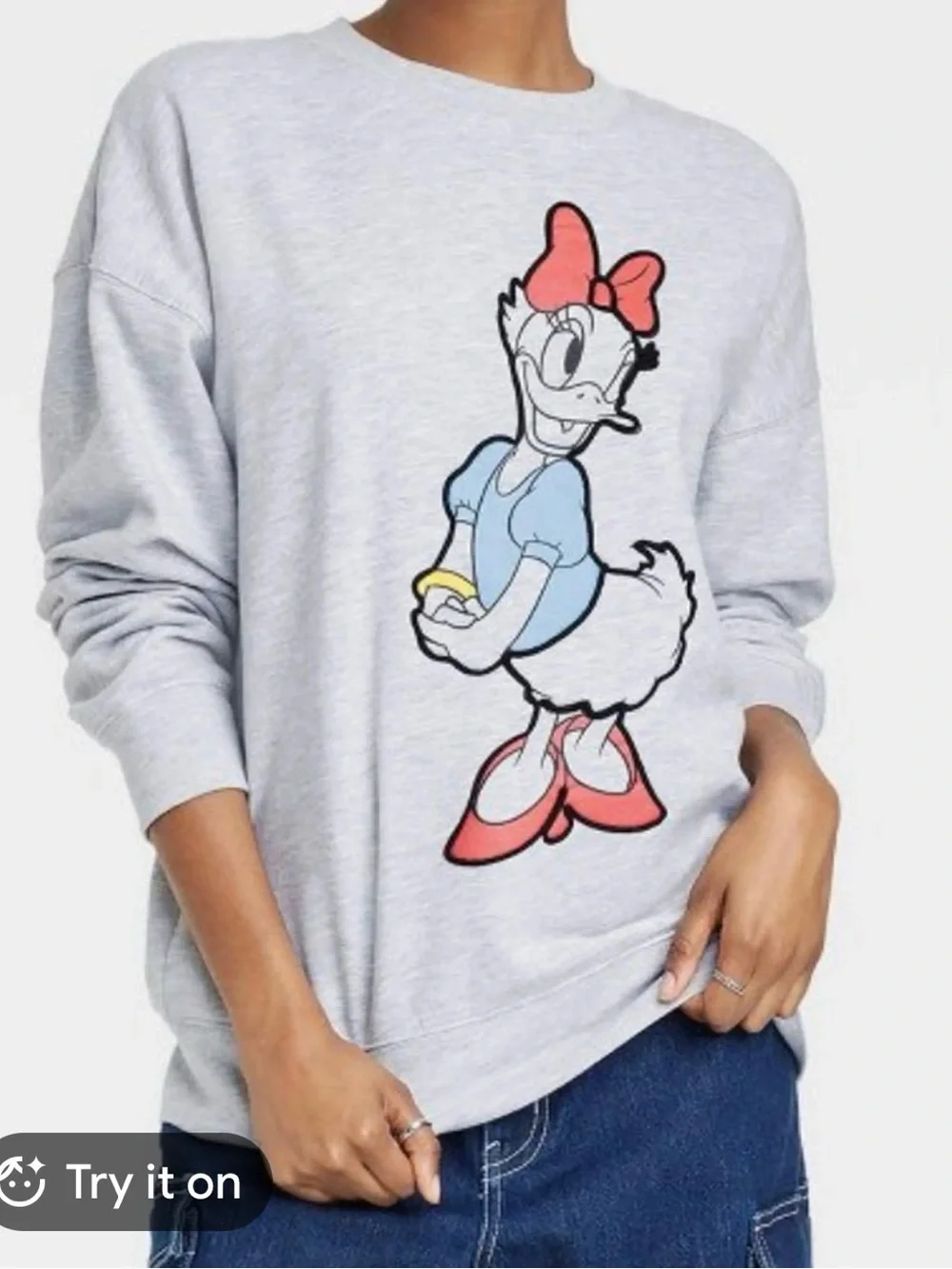 Disney Gray Sweatshirt with Daisy Duck Graphic - Red Bow & Shoes, Blue Top